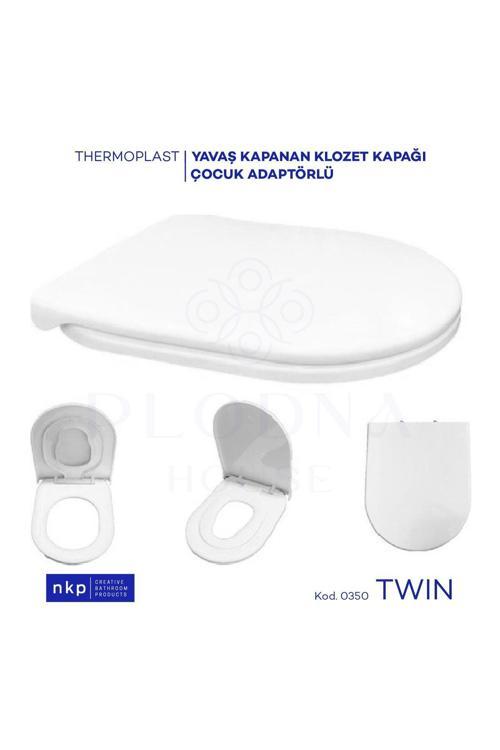 Twin D-Form Çocuk Bebek Oturaklı Çift Kullanım Yavaş Kapanan Klozet Kapağı