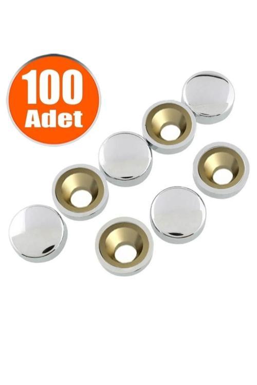 Dekoratif Vida Kapağı Kapatıcı 15 Mm Parlak Krom Metal Vida Tapası Tıpası (100 Adet)