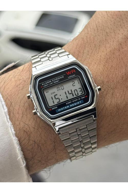 Dijital Su Geçirmez Retro Çelik Kol Saati