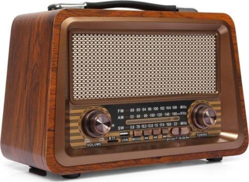 Nostaljik Radyo Gerçek Ahşap Eskitme Bluetooth Hoparlör Mp3 Çalar Müzik Kutusu
