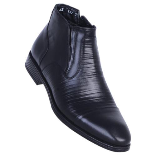 137 Siyah Antik Erkek %100 Deri Kürklü Bot