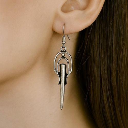 Etnik Mızrak Şekilli Kadın Küpe Çift Adet Gümüş Kaplama El Yapımı Küpe