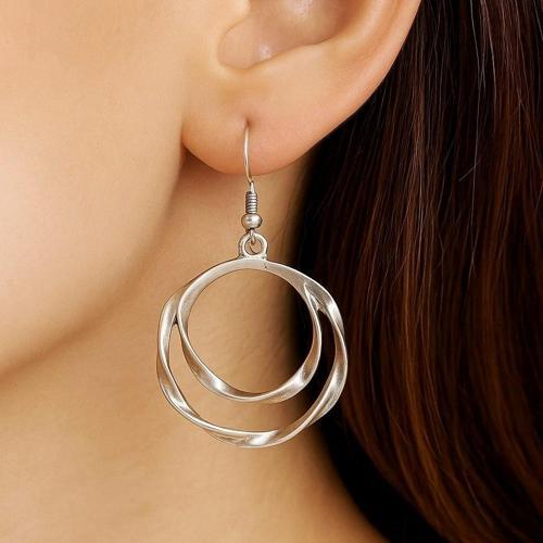 Çift Halka Şekilli Kadın Küpe Çift Adet Gümüş Kaplama El Yapımı Küpe