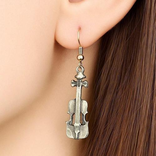 Keman Şekilli Kadın Küpe Çift Adet Gümüş Kaplama El Yapımı Küpe