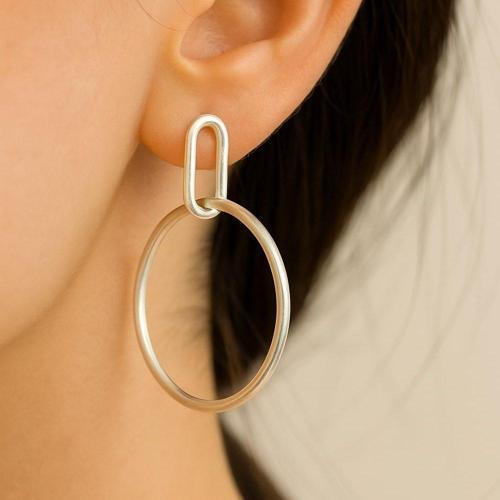 Halka Şekilli Kadın Küpe Çift Adet Gümüş Kaplama El Yapımı Küpe