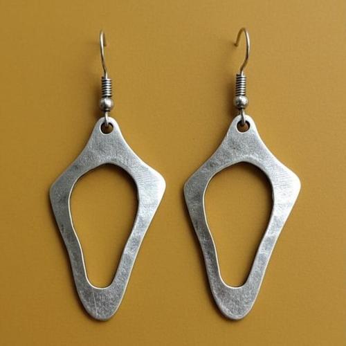 Geometrik Şekilli Kadın Küpe Çift Adet Gümüş Kaplama El Yapımı Küpe