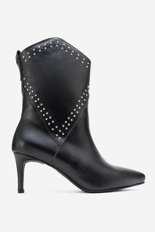 Kadın Sivri Orta Topuk Bot Gerçek Deri RG 5510 SİYAH