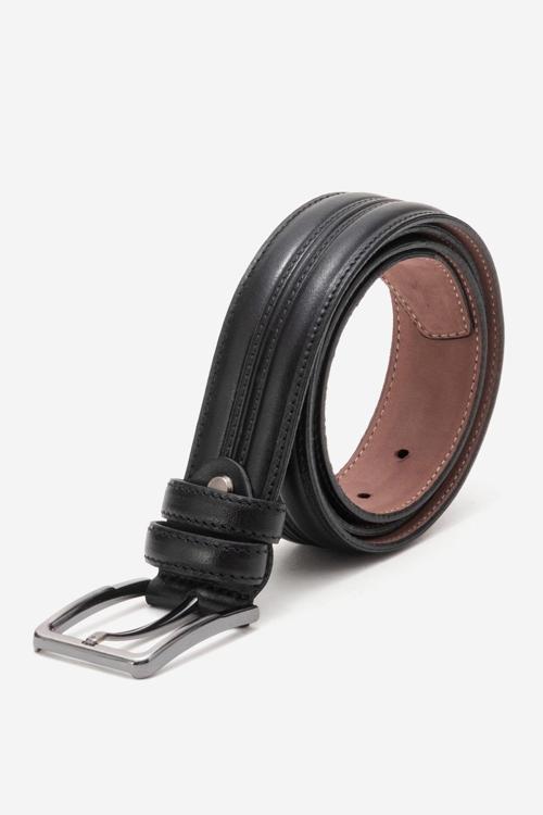 Hakiki Deri 3.5 cm Dikişli Erkek Klasik Kemer 517 SİYAH