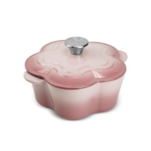 Flower Demir Döküm Tencere Pembe 20 cm