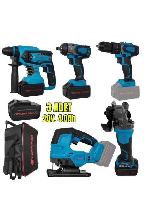 Kömürsüz Akülü Set: Darbeli Vidalama / Kırıcı-Delici / Avuç Taşlama / Somun Sıkma / Dekupaj