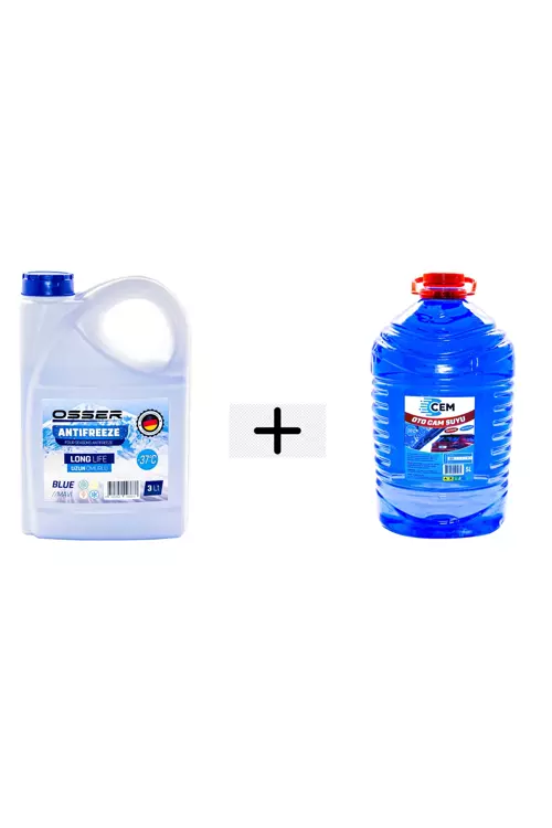 CAR CARE Kışlık Set (Cam Suyu 5 Lt Antifrizli -20 Derece +Mavi Antifriz 3 Lt -37 Derec