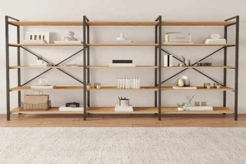 metal ahşap mega kitaplık.