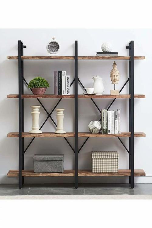 metal ahşap küçük duble raflı kitaplık