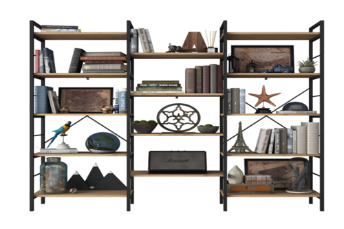 metal ahşap 14 raflı maxi kitaplık.