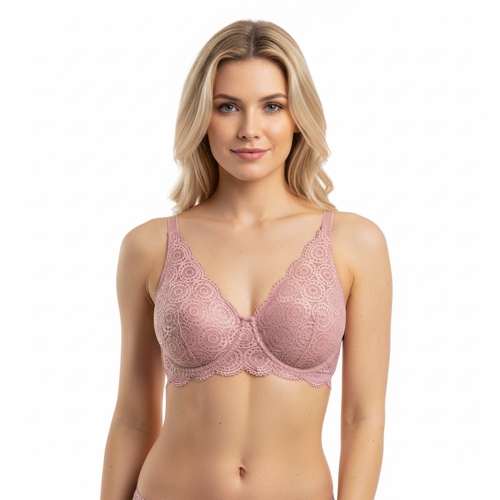 Kadın Dantelli Toparlayacı Gül Kurusu Renk Sütyen BB2025