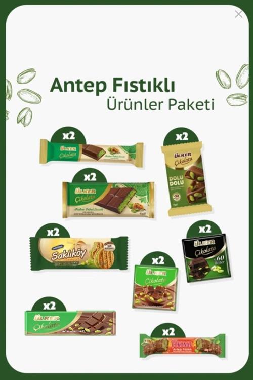 Antep Fıstıklı Çikolatalı Ürünler Paketi - 16 Adet