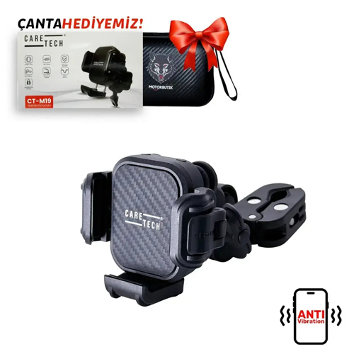 CARETECH TELEFON TUTUCU CT-M19 TİTREŞİM MODÜLLÜ (GİDON VE AYNA BAĞLANTILI)
