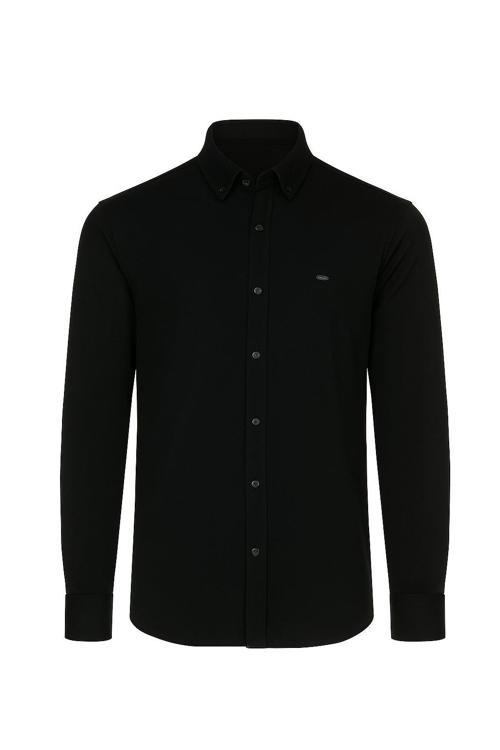 Yxc Uzun Kol Slim Fit Erkek Örme Gömlek - 7437