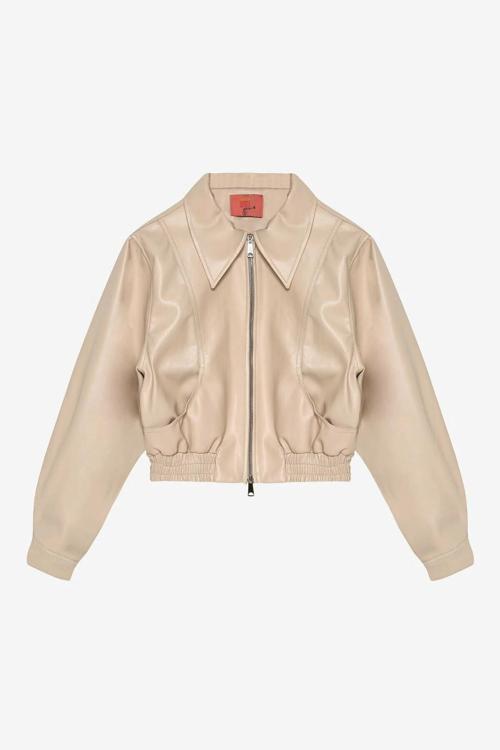 Cep Detaylı Kadın Deri Ceket