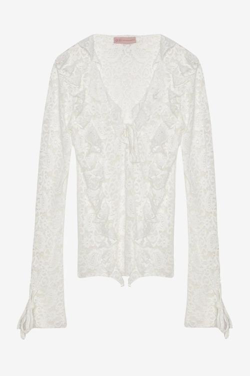 Dantelli Fırfırlı Bluz