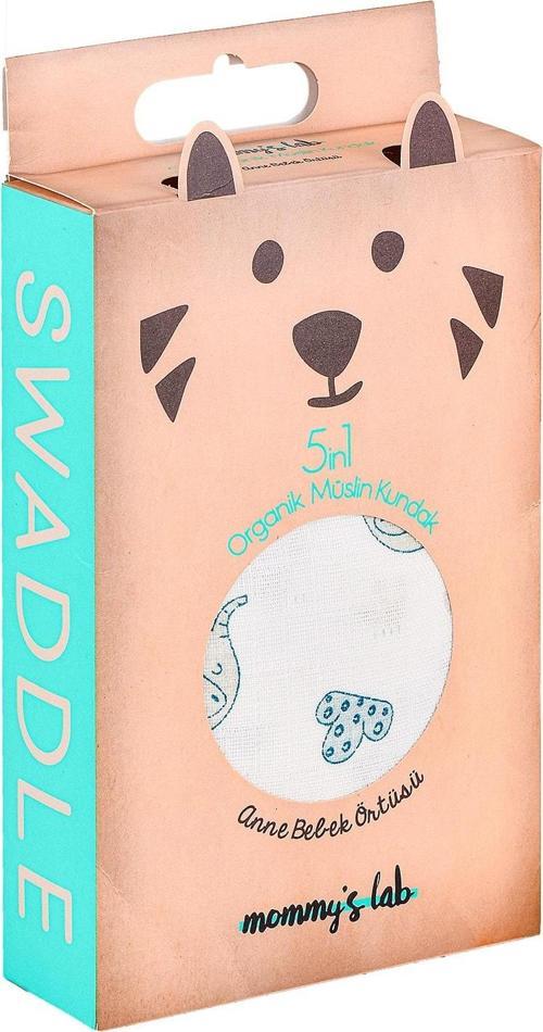 5in1 Müslin Organik Kundak & Anne Bebek Örtüsü 120x120 Set - Fil
