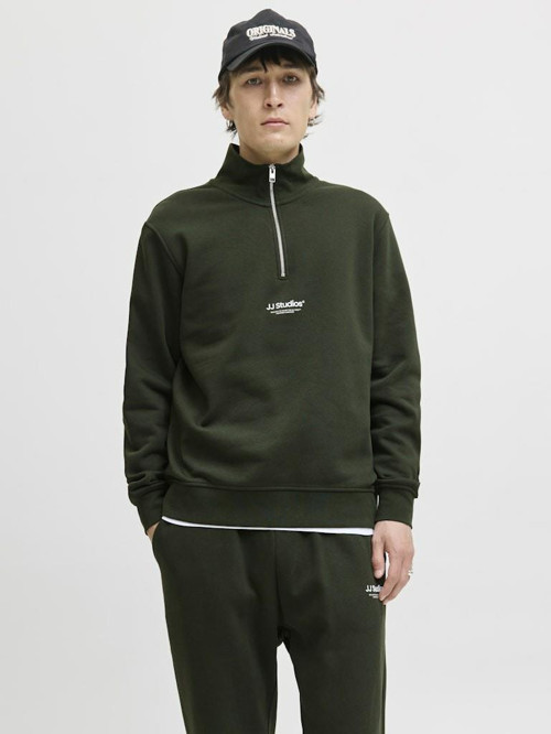 Jack Jones Soho Relax Fit Yaka Fermuarlı Erkek Sweat 12278793