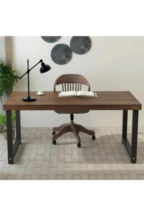 metal ahşap çalışma masası.
