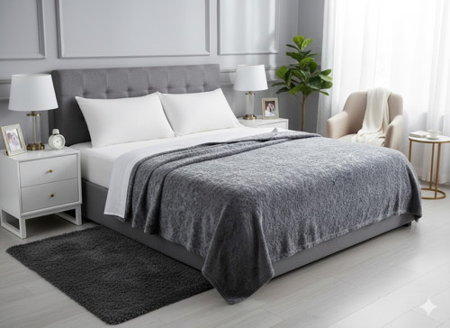 ELEGANT BATTANİYE EMBOSS ÇİFT KİŞİLİK GRİ