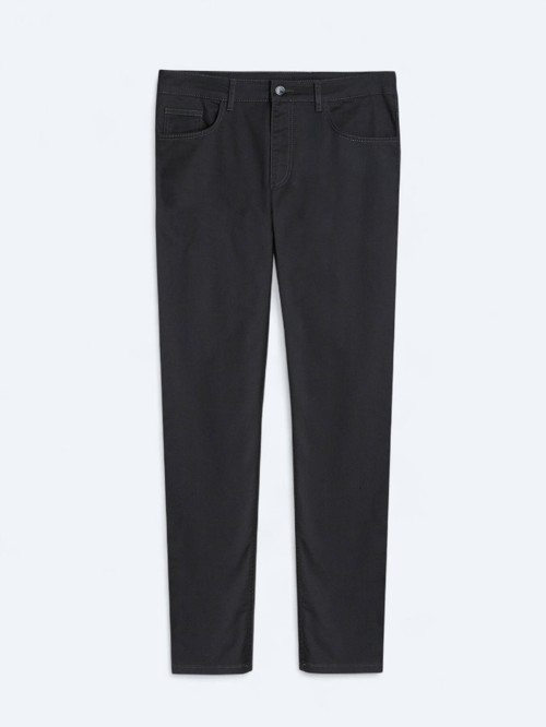 Antrasit Düz Dokuma Slim Fit Spor Pamuk Karışımlı Pantolon
