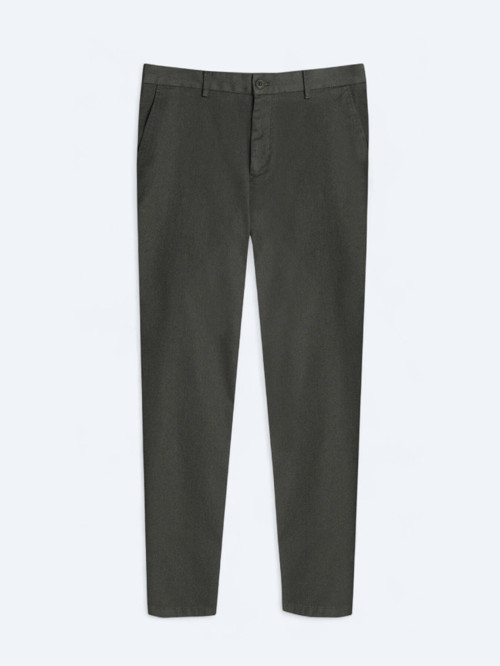Açık Yeşil Düz Dokuma Regular Fit Casual Pamuk Karışımlı Pantolon