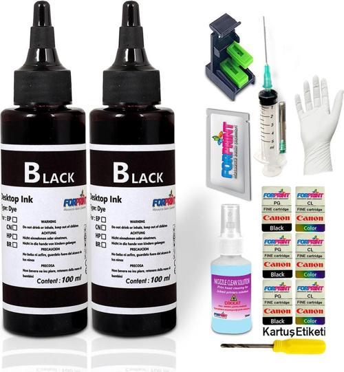 Canon Pıxma E404/E414 Yazıcı Uyumlu Dolum Seti 2X100Ml Siyah