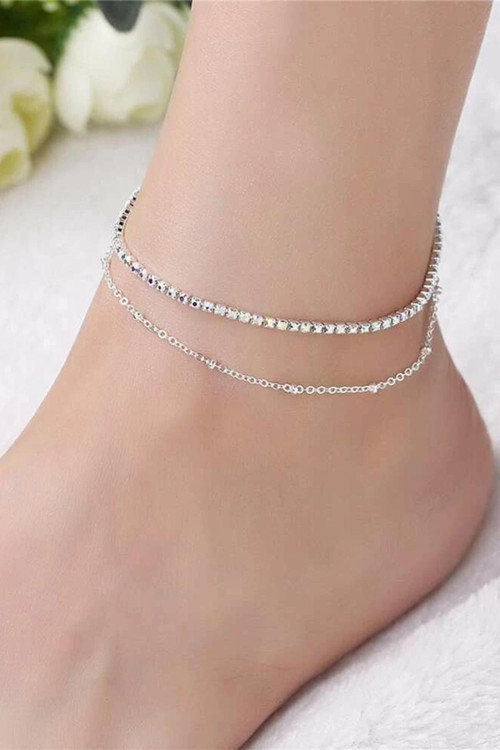Gümüş Kristal Taşlı Halhal Seti