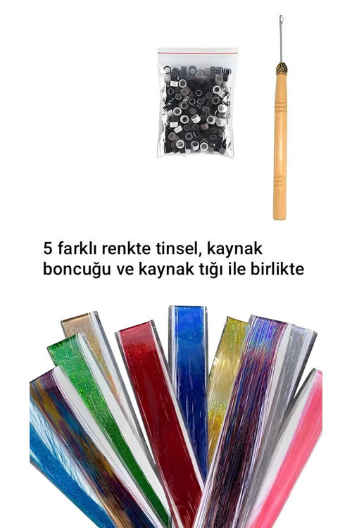 5 Farklı Renkte Tinsel Kaynak Boncuğu Ve Kaynak Tığı
