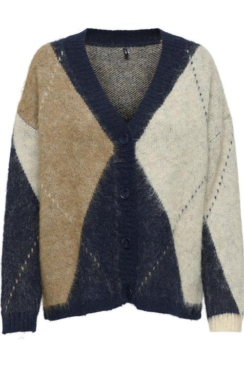 Noeme Life Jacquard V-Neck Kadın Triko Hırka – Jakarlı V Yaka Cardigan