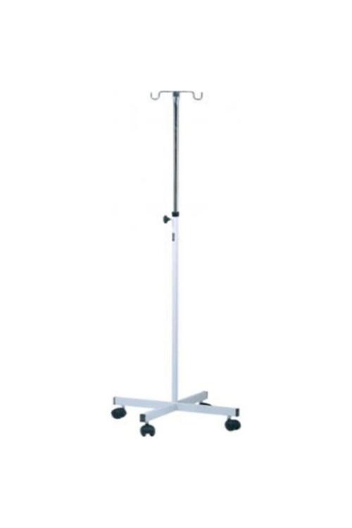 Serum Askısı - 4 Ayaklı Tekerlekli Serum Askılığı - Boyu Ayarlanabilir Serum Askılığı - 2 Kancalı