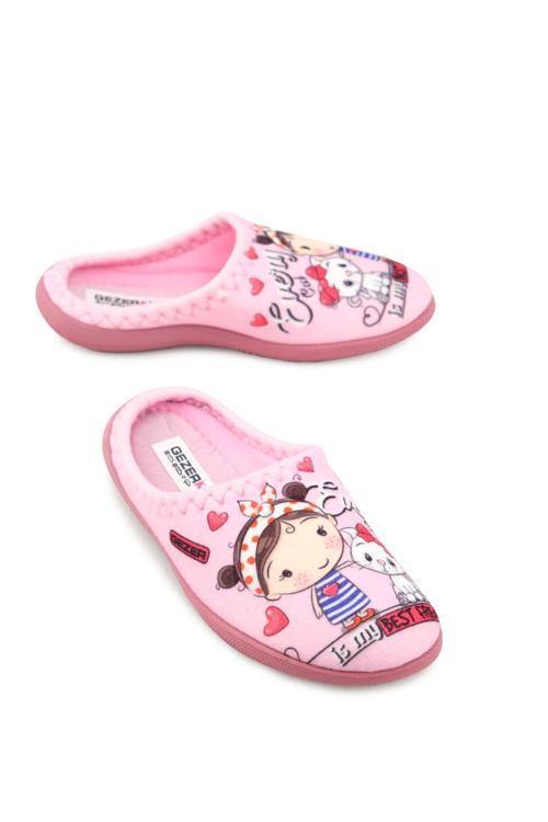 Kedi Desenli Kışlık Rahat Taban Kız Çocuk Ev Halı Terliği