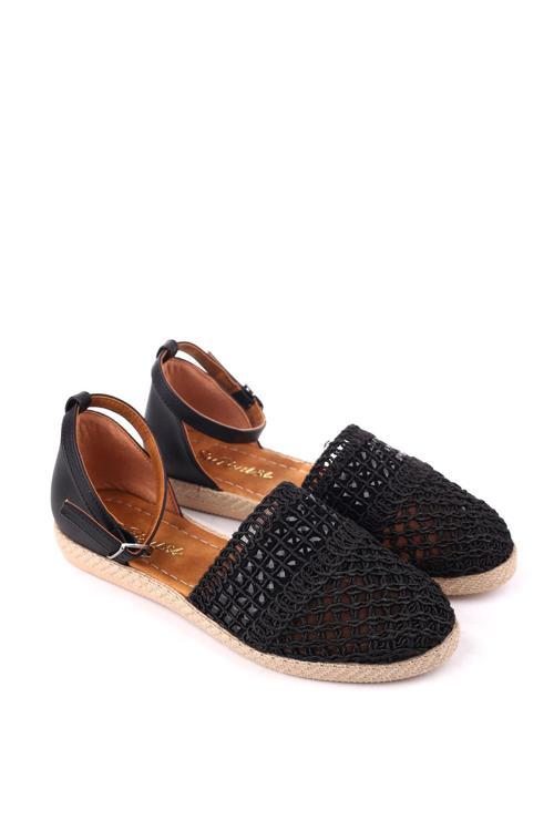 1703 Kadın Hasır Örme Günlük Rahat Babet Ayakkabı