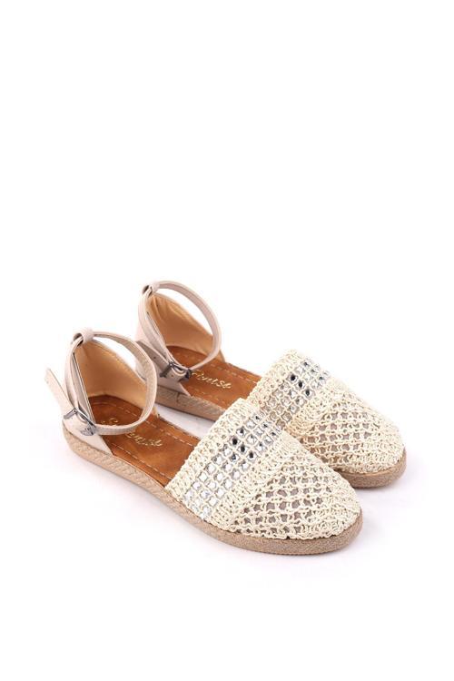 1703 Kadın Hasır Örme Günlük Rahat Babet Ayakkabı
