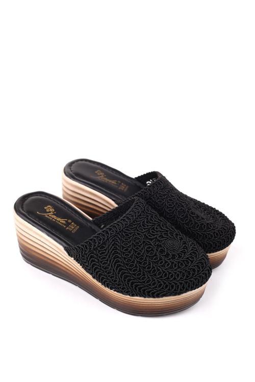 Jade 4740 Kadın 8 Cm Dolgu Topuklu Hasır Örme Terlik