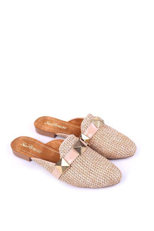 1860 Hasır Örme Desenli Günlük Kadın Terlik