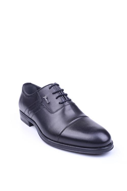 2512 Erkek Siyah Bağcıklı Hakiki Deri Kauçuk Klasik Ayakkabı