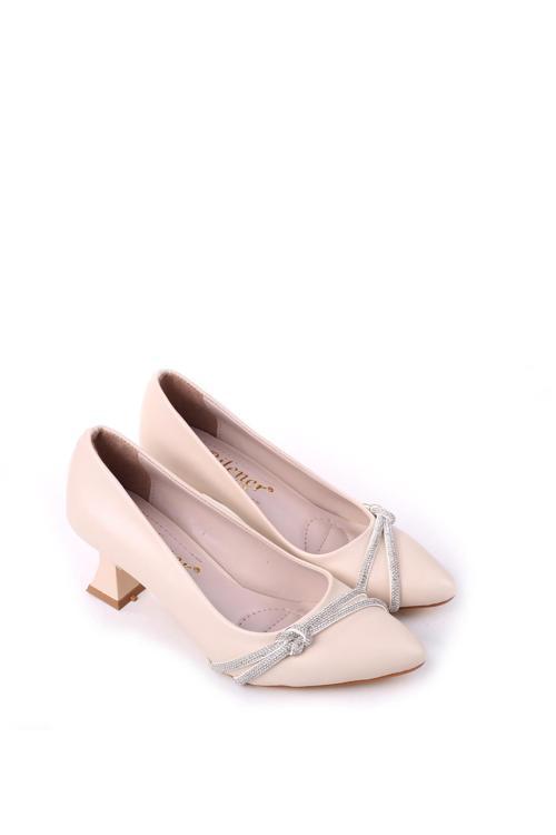 803 Kadın 6 cm Topuklu Taşlı Klasik Ayakkabı