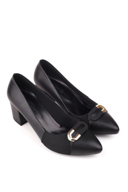 943-2 Kadın 6 Cm Kare Topuklu Rahat Ayakkabı