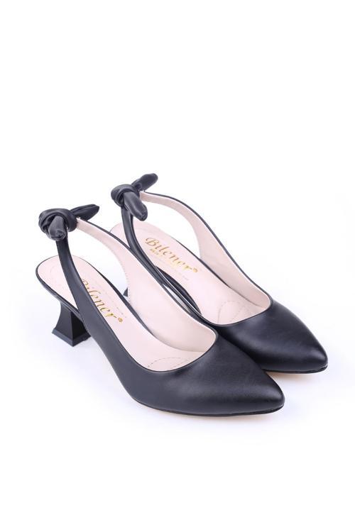 810 Kadın 6 cm Topuklu Arkası Açık Fiyonklu Ayakkabı