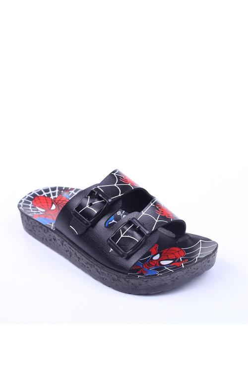 851 Spiderman Siyah Tokalı Erkek Çocuk Günlük Terlik