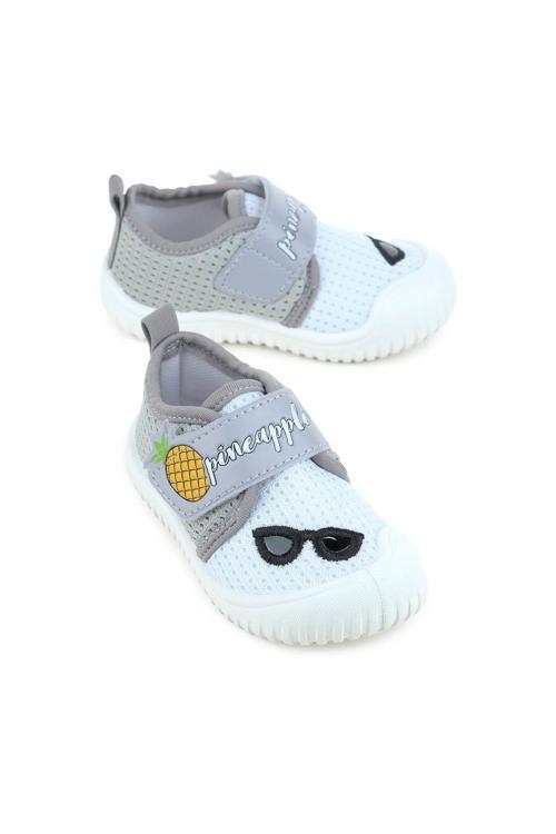 03270 Yazlık Erkek Bebek Günlük Cırtlı Keten Ayakkabı