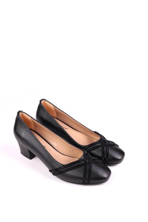 8619 Kadın Taş Detaylı  5 Cm Topuklu Günlük Ayakkabı