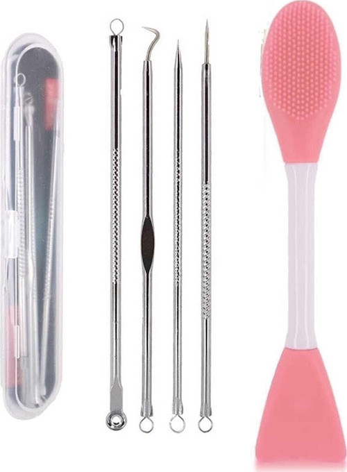 Maske Sürme Ve Siyah Nokta Temizleyici Peeling Fırçası + 4'Lü Komedon Seti