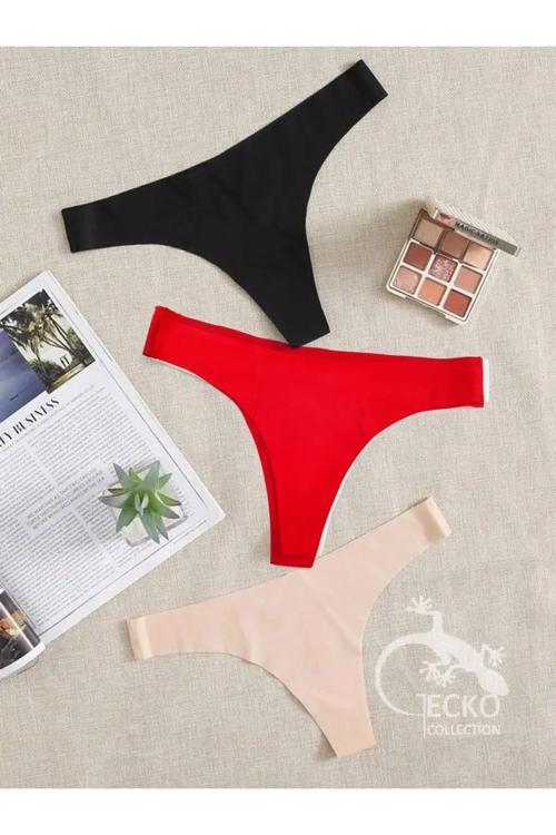 3'Lü Tanga Dikişsiz Lazer Kesim Iz Yapmaz Külot