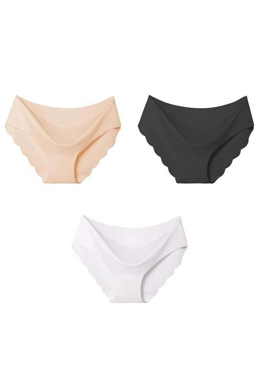 Lazer Kesim Dikişsiz Dalgalı Kenar Külot 3 Adet